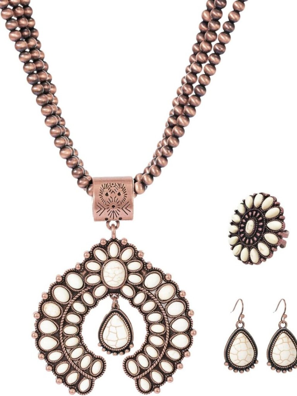 Navajo Pearl Turquoise Necklace & Earring Set - Western Jewelry for Women